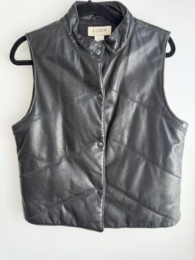 J. Crew Black Leather Snap-Front Vest